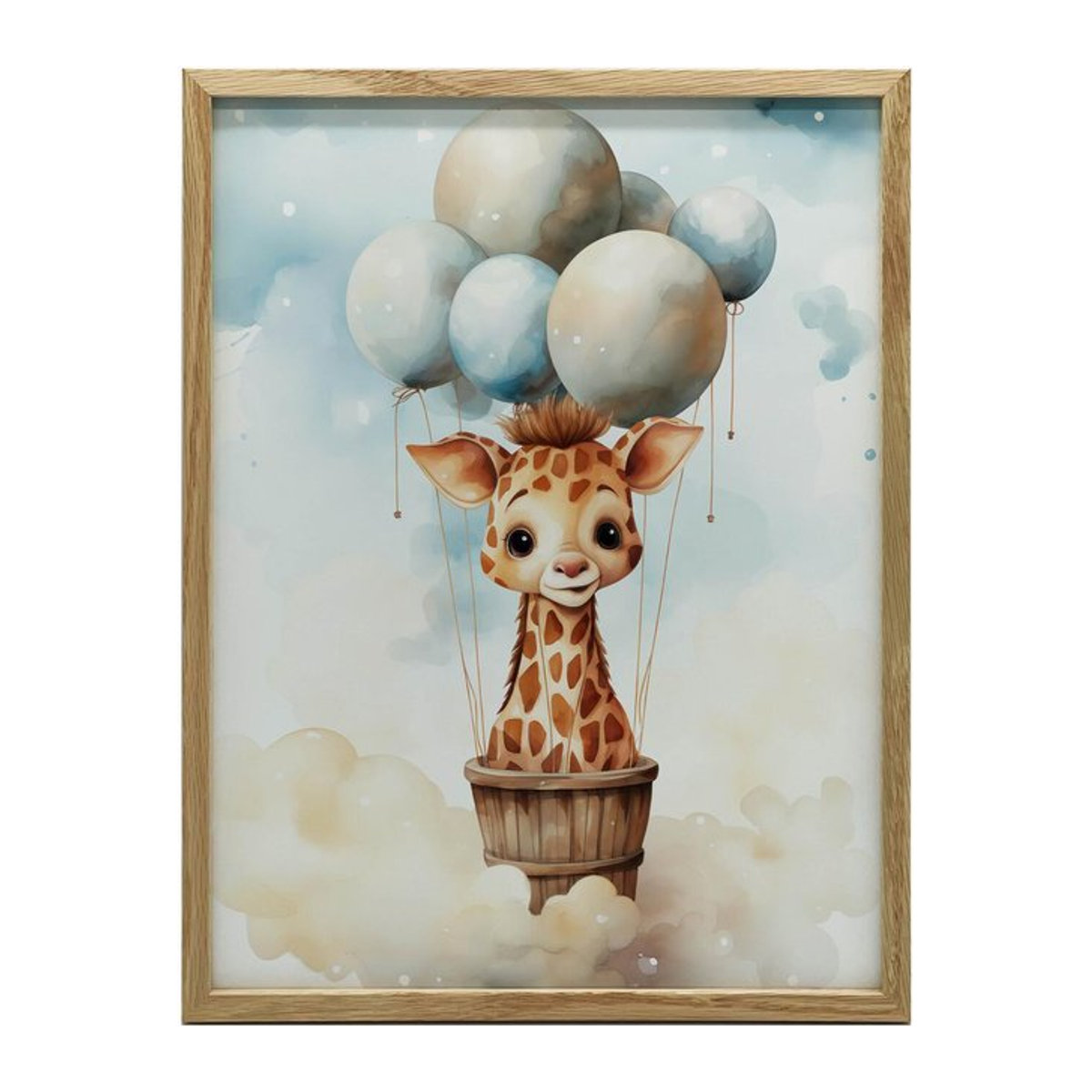 Ballon-Traumland Wandbild mit Holzrahmen in Dunkelbraun, B/H: 30 x 40 cm - Bild 1