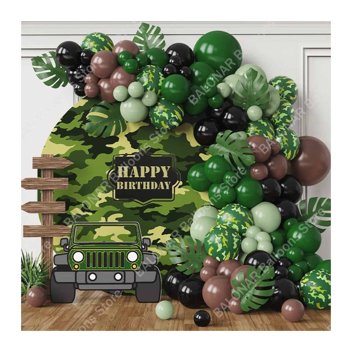 BALONAR Army Birthday Party Decorations Set mit Camouflage Ballongirlande für Militär und Jagd Themen, Mehrfarbig - Bild 1