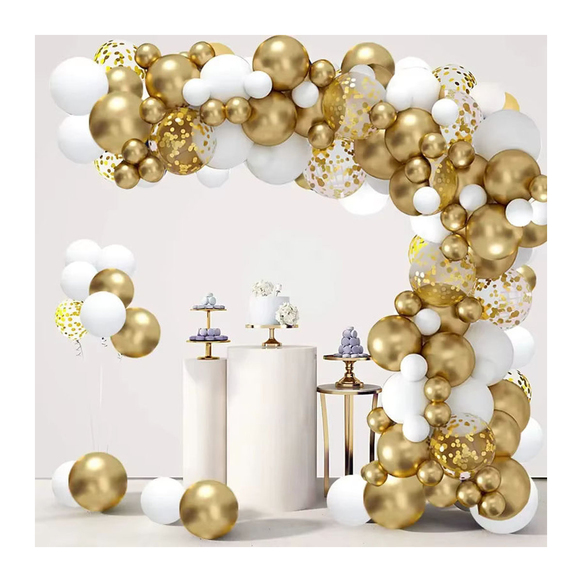 Baloo Ballon Girlande Bogen Kit 91 Stück in Gold und Mehrfarbig für Hochzeit, Geburtstag und Babyparty - Bild 1