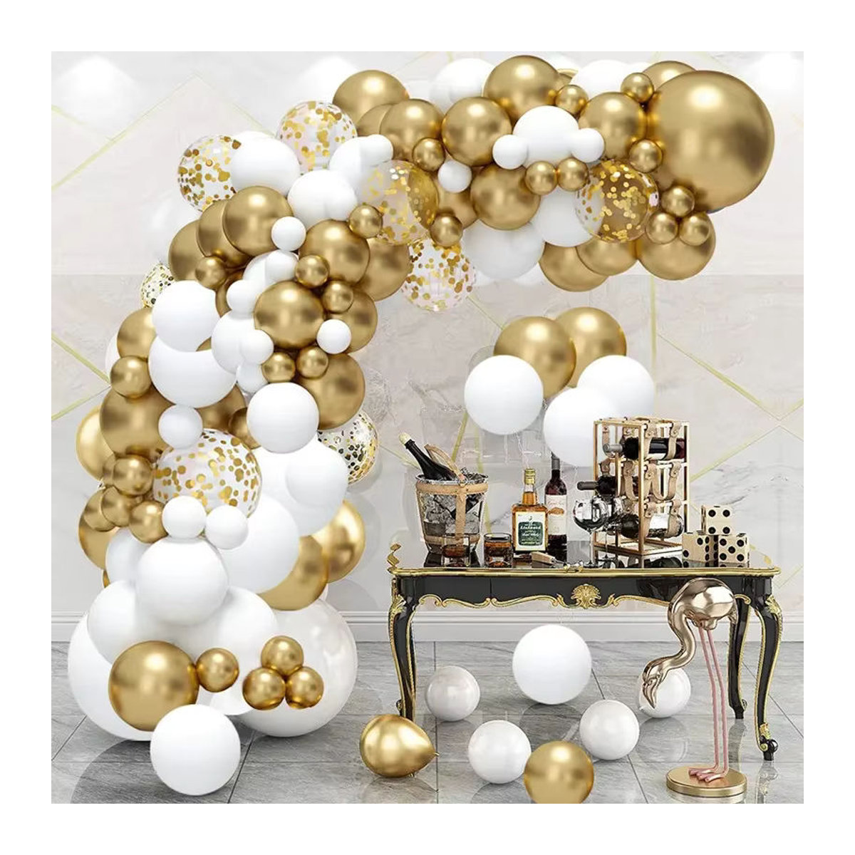 Baloo Ballon Girlande Bogen Kit 91 Stück in Gold und Mehrfarbig für Hochzeit, Geburtstag und Babyparty - Bild 2