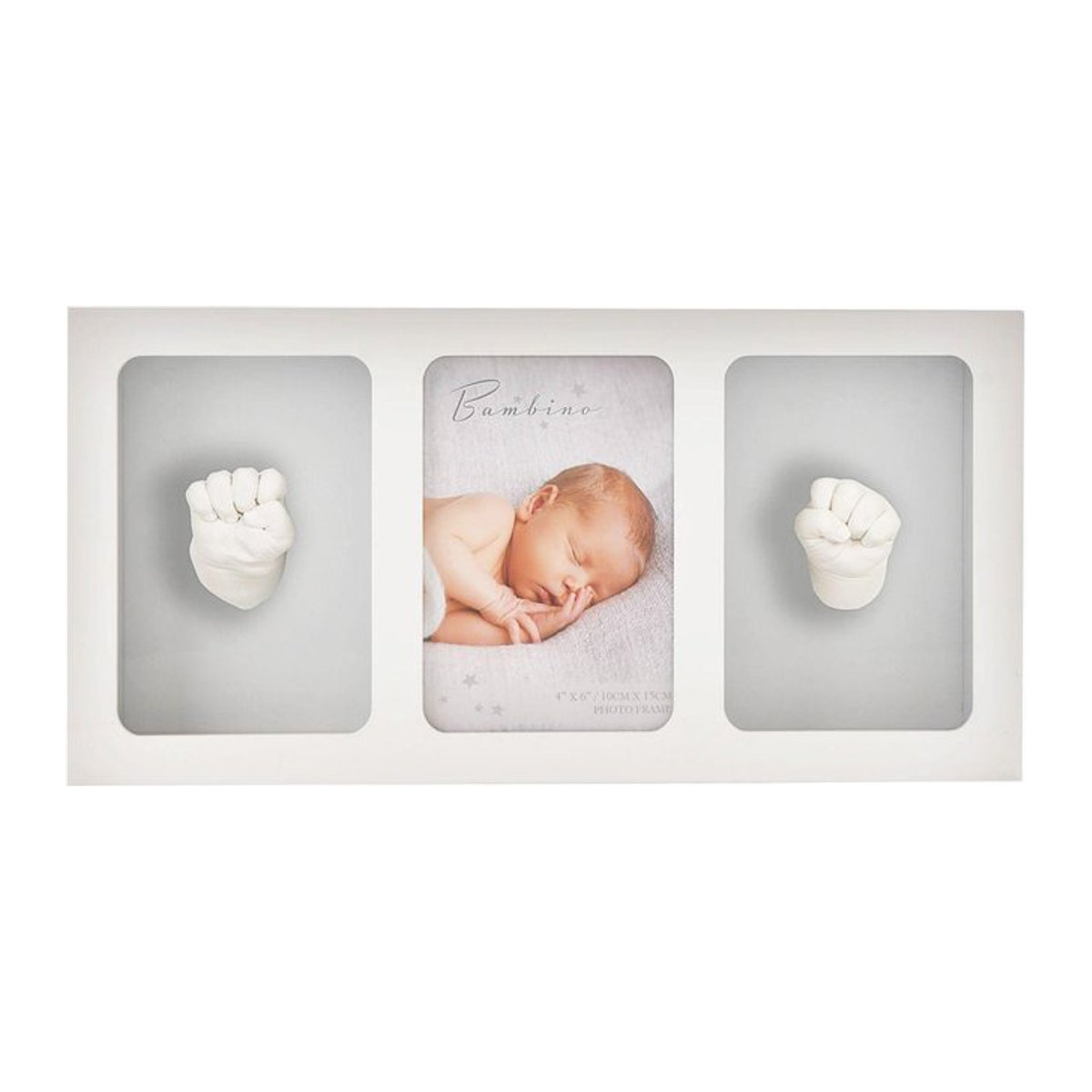BAMBINO BY JULIANA Dreifach-Fotorahmen und Gipsabdruck-Set in Weiß aus Holz - Bild 1