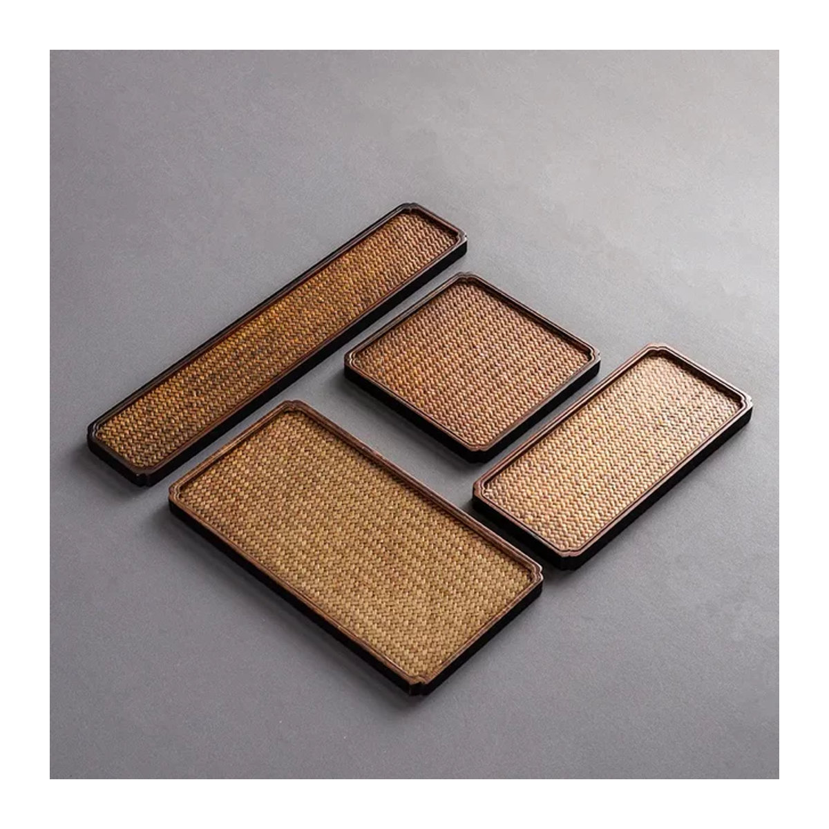 Bambusmatte als Untersetzer für Tee und Nudeln, quadratische gewebte Matte, B/B: 8 x 8 cm - Bild 1