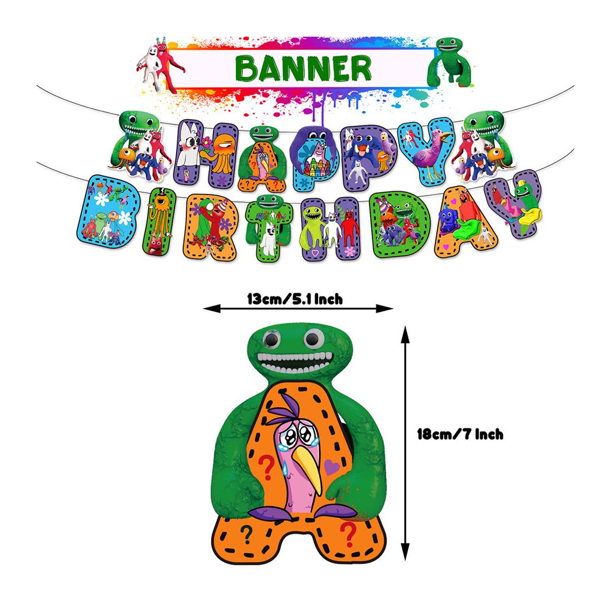 Banban Gartenparty Dekoration Set mit Kuchenfigur, Banner und Luftballons in Multicolor - Bild 2