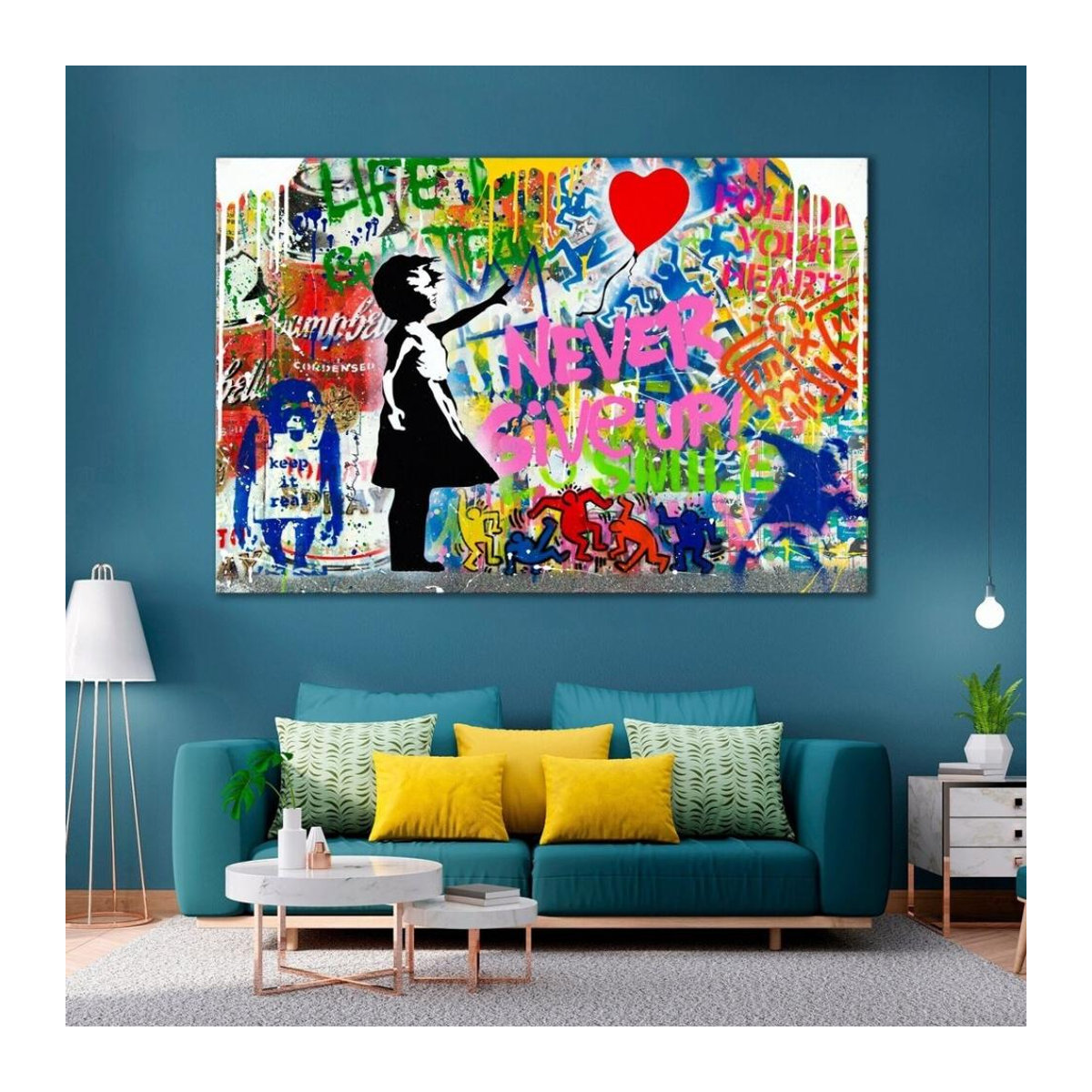 Banksy Ballon-Mädchen Leinwandgemälde Graffiti Street Pop Art Wandkunst iaidegou-4, mehrfarbig, 40 x 60 cm - Bild 2