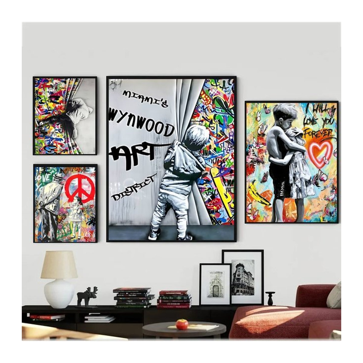 Banksy Street Graffiti Kunst Poster Vintage Wandkunst Malerei in Mehrfarbig, Rechteckig, B: 50 cm, H: 40 cm - Bild 1