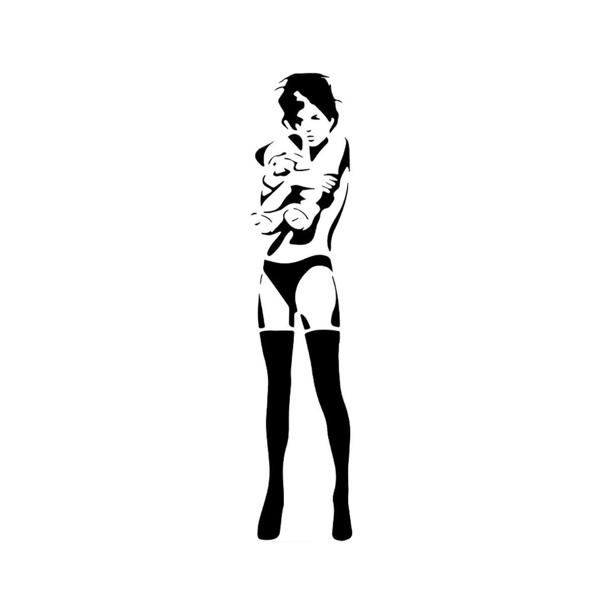Banksy Teddy Girl Wandaufkleber aus Vinyl in Schwarz als Graffiti Straßenkunst Dekoration für dein Zimmer oder Schlafzimmer - Bild 2