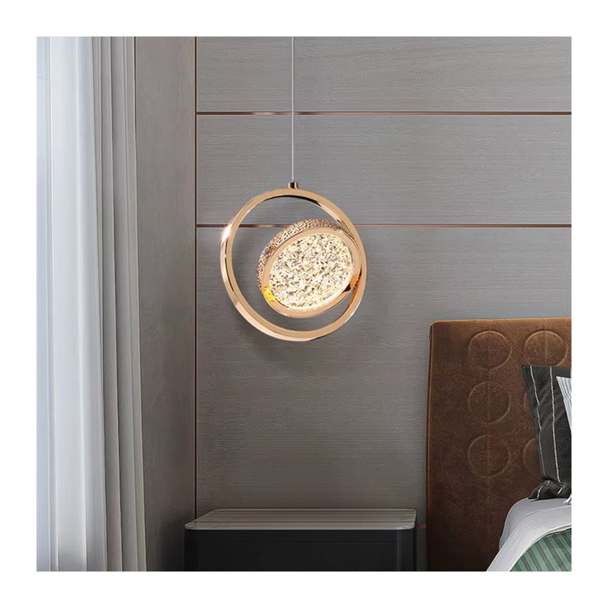 BANMENG Moderner LED Kronleuchter aus Acryl in Gold für Wohnzimmer Schlafzimmer und Treppenhäuser - Bild 2