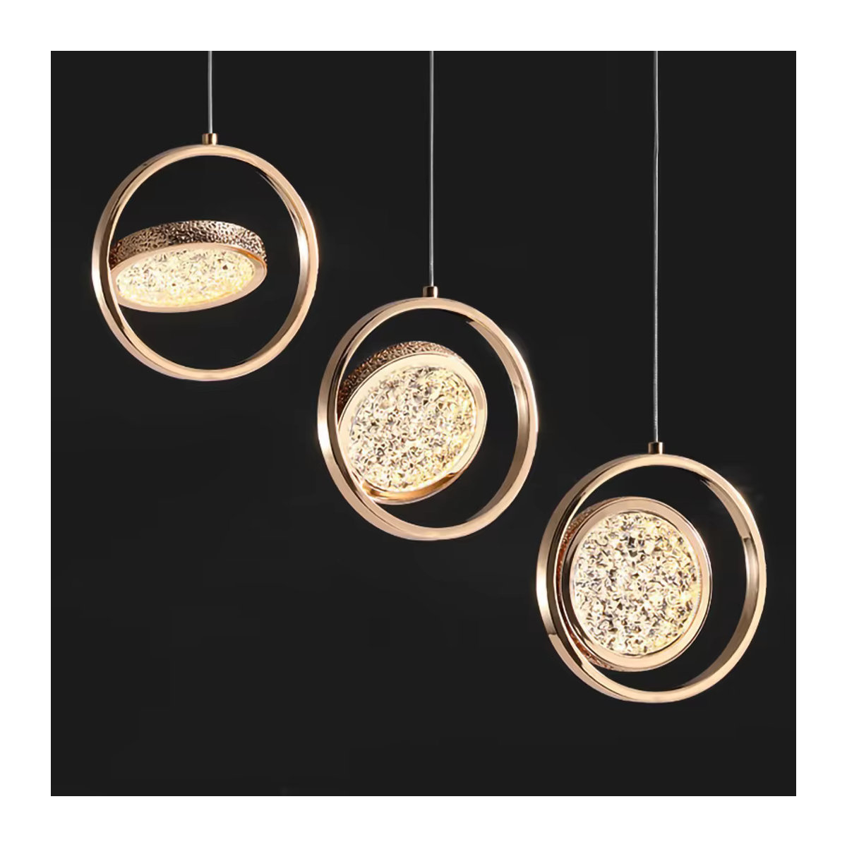 BANMENG Moderner LED Kronleuchter aus Acryl in Gold für Wohnzimmer Schlafzimmer und Treppenhäuser - Bild 3