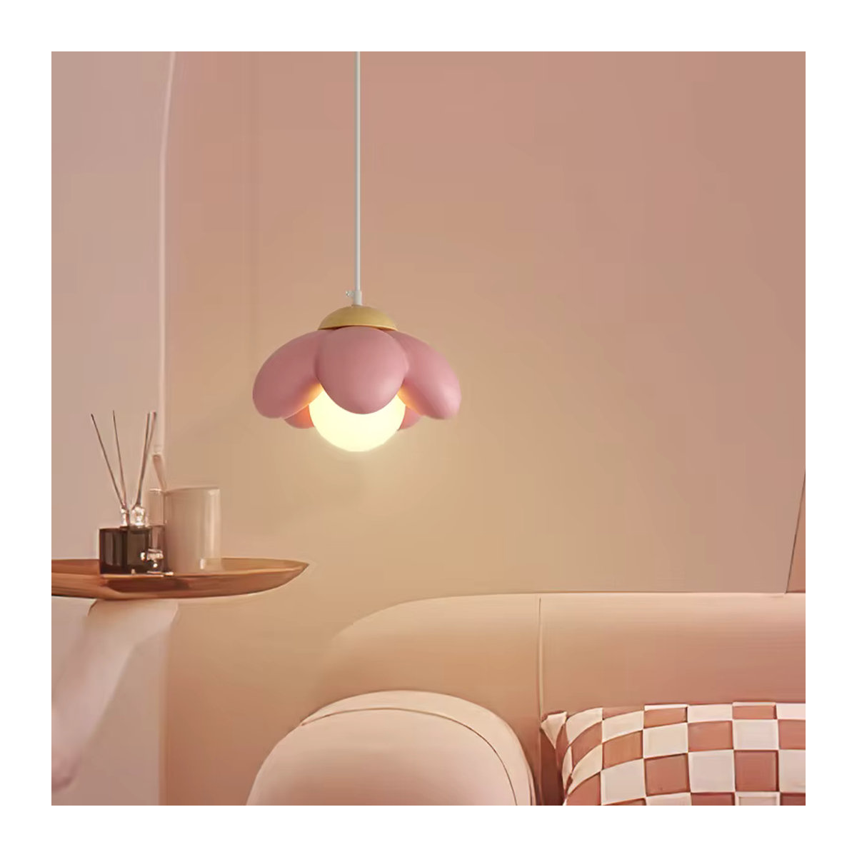 BANMENG Pendelleuchte im skandinavischen Design aus Kunstharz in Beige und Rosa für Wohnzimmer und Schlafzimmer - Bild 1