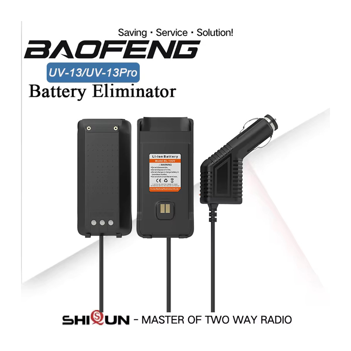 Baofeng Batterie Eliminator UV88 Auto Ladegerät 12V für UV-13 Pro V1 V2 RT85 TH-UV888 TP-8Plus GM-30 Funkgeräte in Schwarz - Bild 6