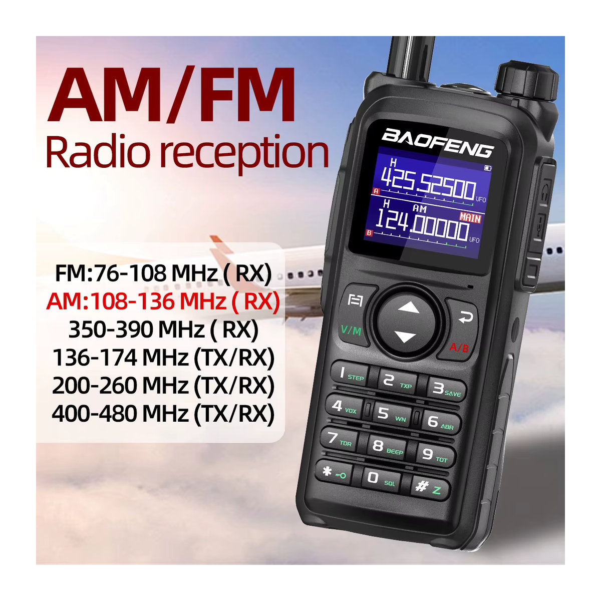 BAOFENG UV-28 PRO MAX Walkie Talkie Schwarz, 10 W Multi-Band Funkgerät mit Kopierfrequenz, 999 Kanäle, DTMF, Typ-C, AM/FM und NOAA Langstrecken-Funkgerät - Bild 3