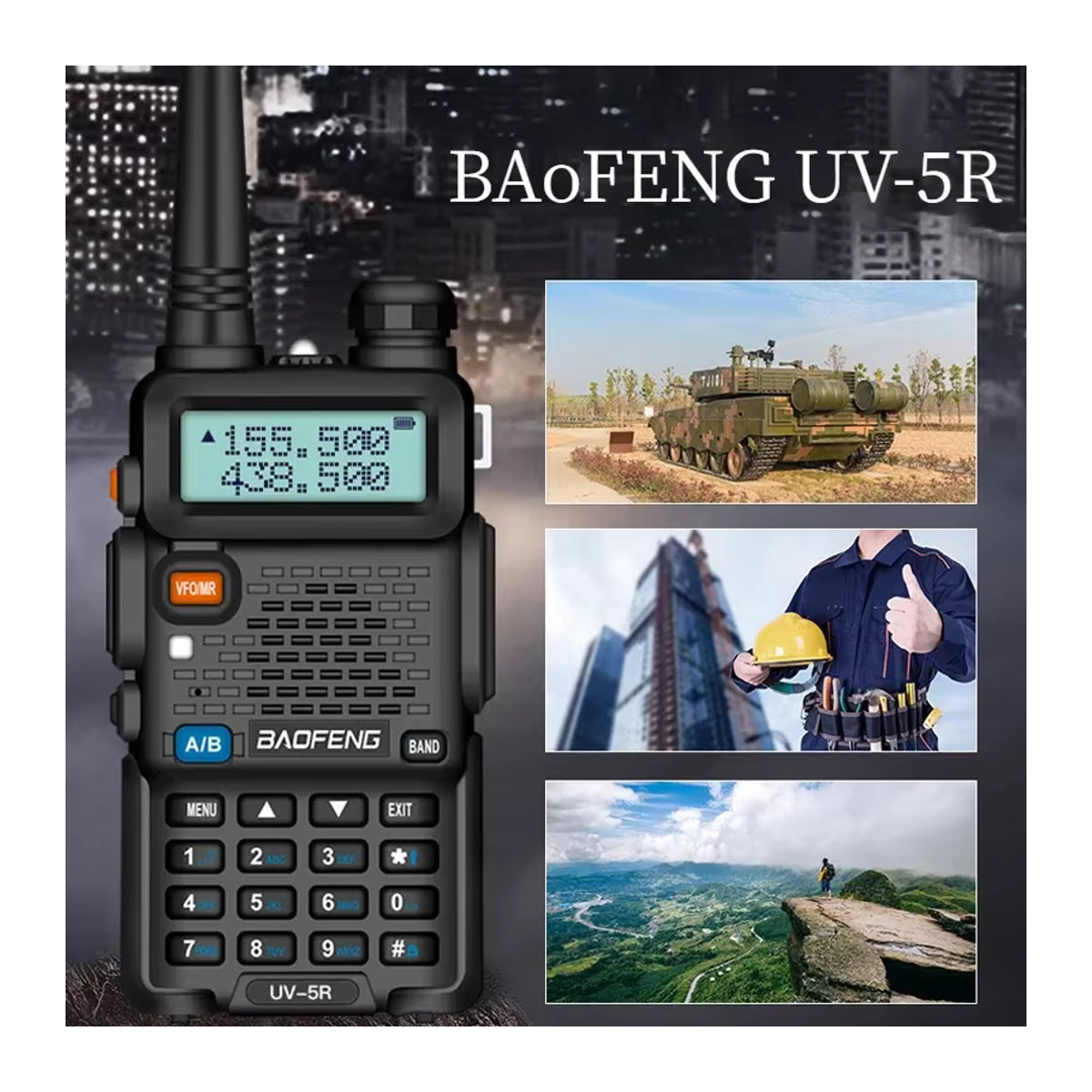 Baofeng UV-5R Walkie Talkie Dual Band Tragbares Funkgerät Schwarz - Bild 2
