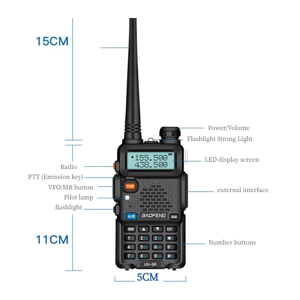 Baofeng UV-5R Walkie Talkie Dual Band Tragbares Funkgerät Schwarz - Bild 4