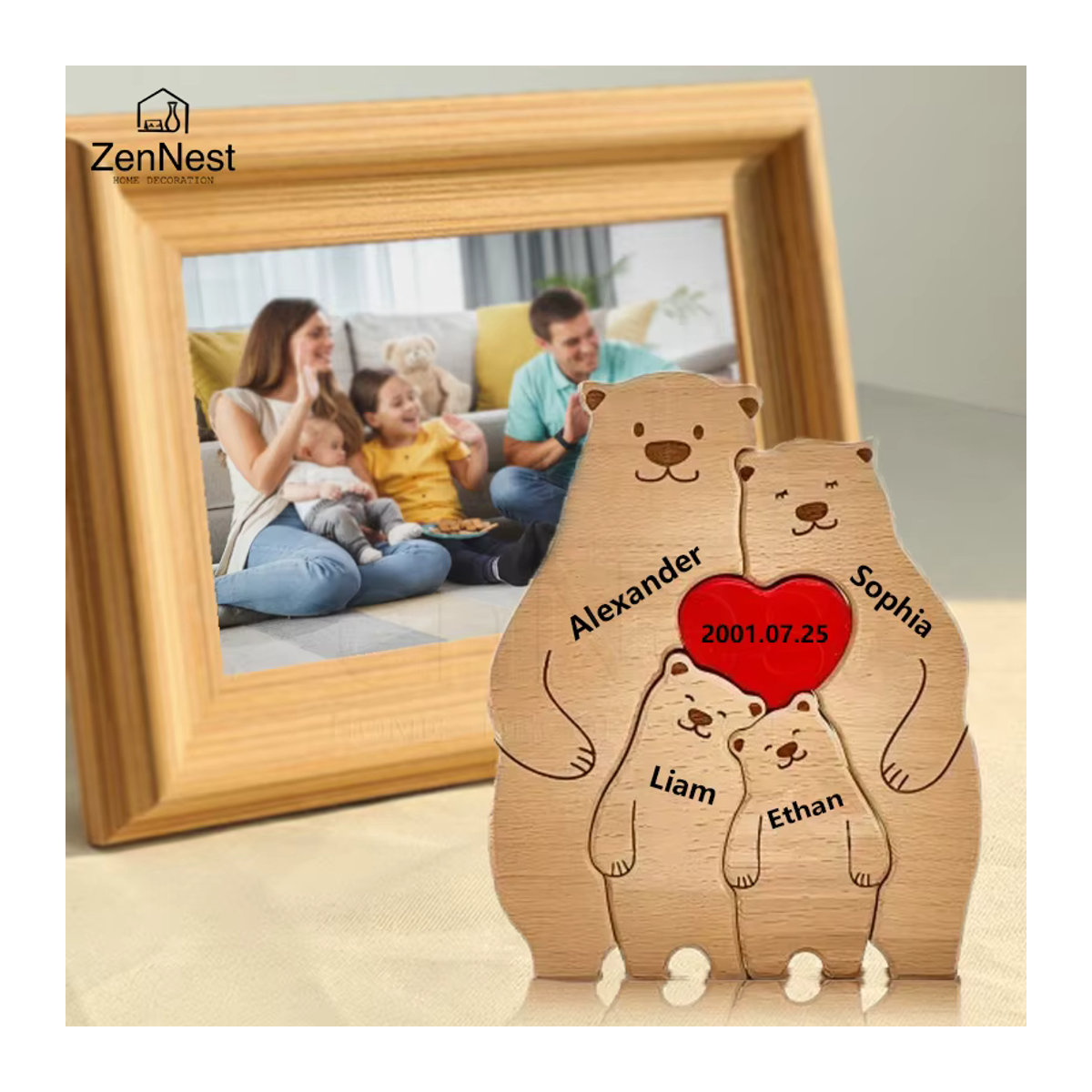 Bär Home Personalisiertes Holzpuzzle in Braun als Individuelles Dekor und Geschenk - Bild 2