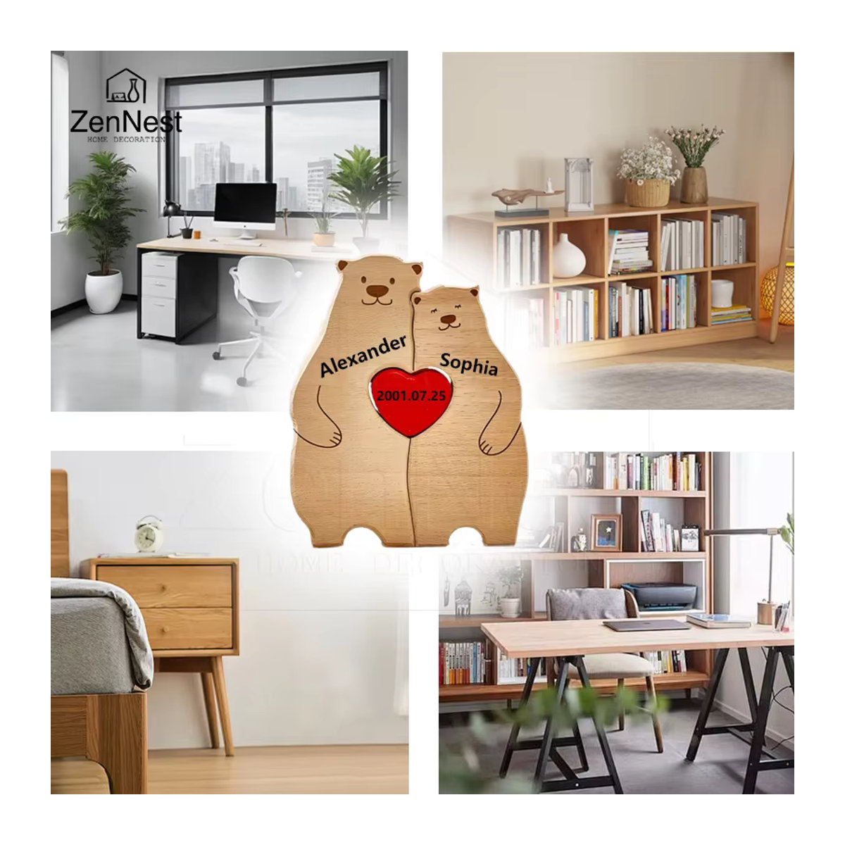 Bär Home Personalisiertes Holzpuzzle in Braun als Individuelles Dekor und Geschenk - Bild 4