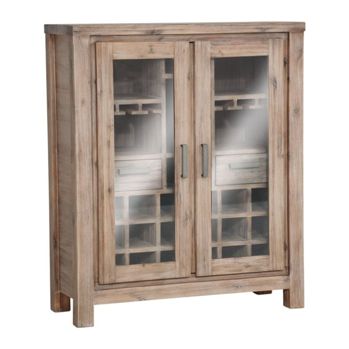 Bar TUNIS von GUTMANN FACTORY aus Akazie, Glas und Metall in Braun und Natur, H: 103 cm, B: 83 cm, T: 40 cm - Bild 1