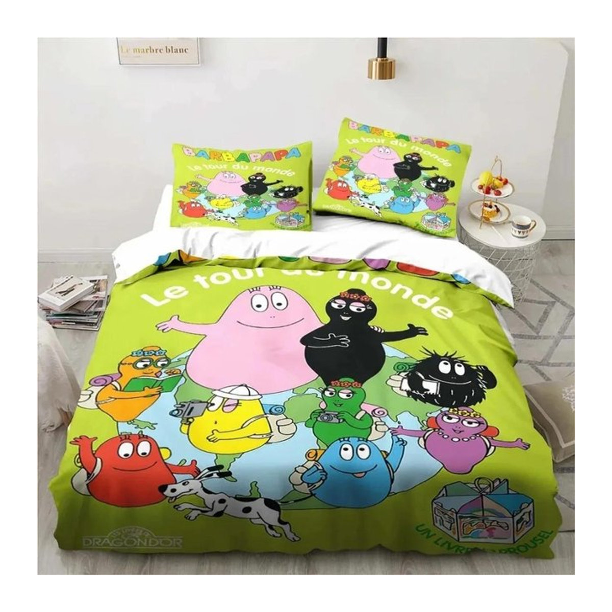 Barbapapa 3D Cartoon Bettwäscheset Multicolor mit Kissenbezügen, weich und hautfreundlich, B/H: 135 x 200 cm - Bild 1
