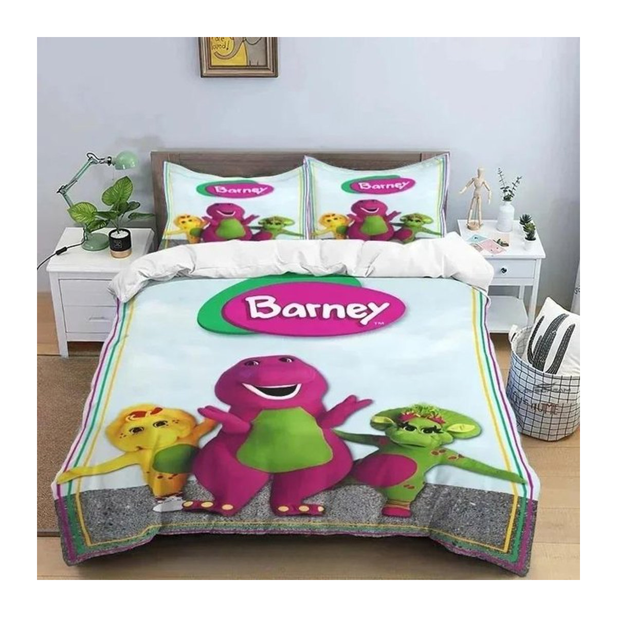 Barney Freunde Bettwäscheset mit Dinosaurier Muster, 3-teilig, B/H: 210 x 210 cm - Bild 1