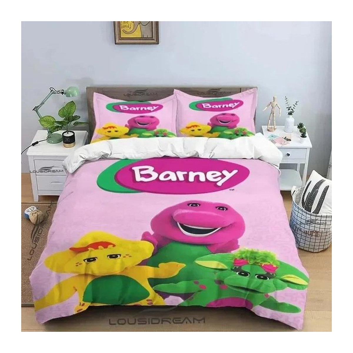 Barney Friends Bettwäscheset mit Dinosaurier Muster für Jungen, 3-teilig, B/H: 135 x 200 cm - Bild 1