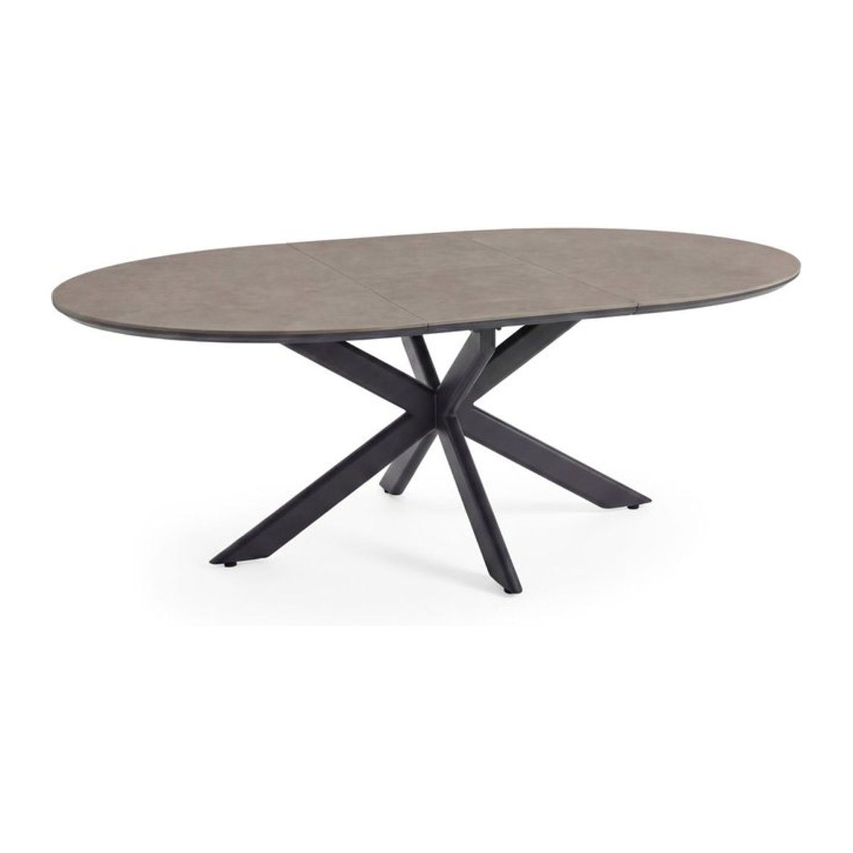 Barths Fellow Ausziehtisch Oval in Modern Design, Platte Braun/Grau, Gestell Schwarz, B/T/H: 200 x 145 x 75 cm - Bild 1