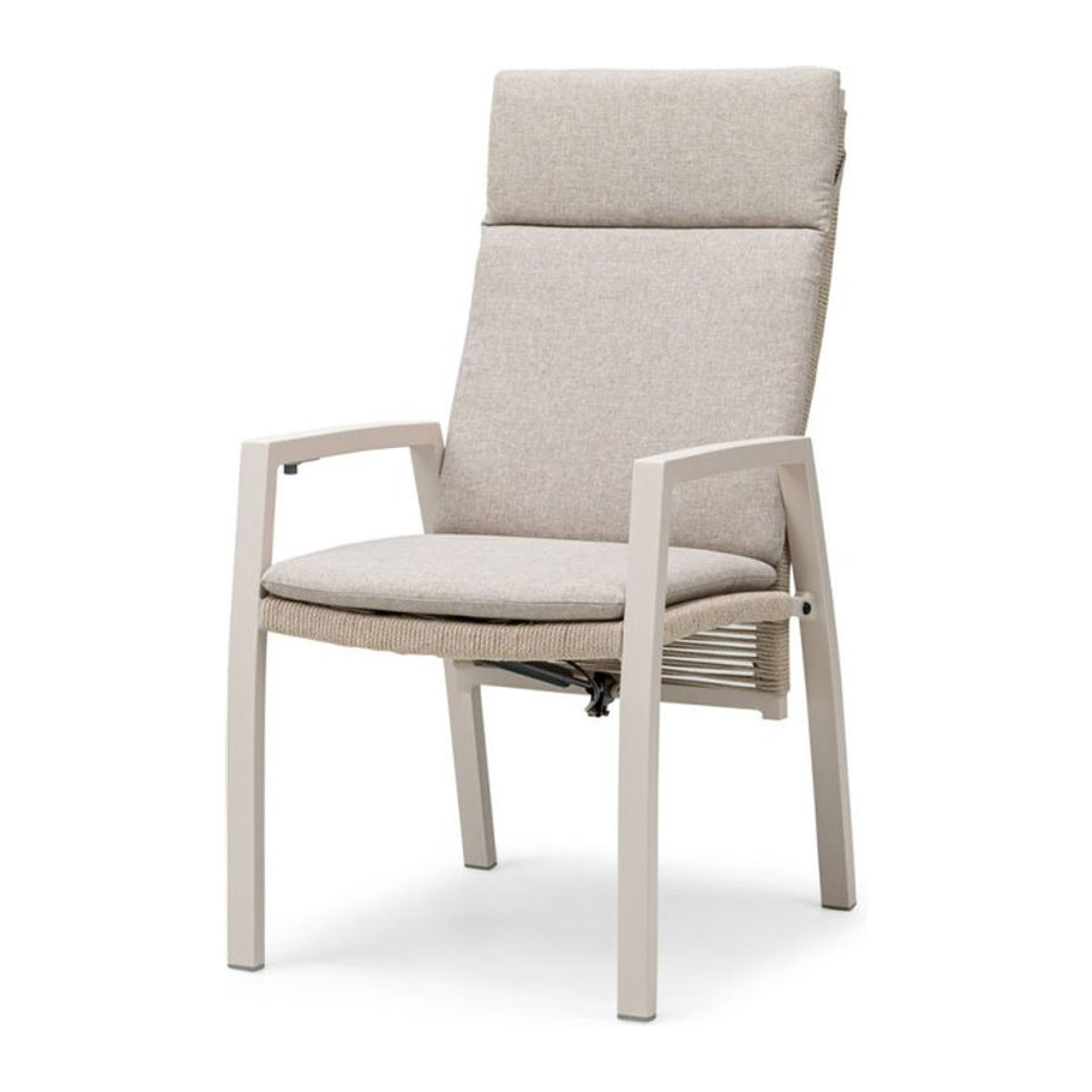Barths Palazzo Klappbarer Multipositionsstuhl mit Seilrücken in Beige aus Aluminium und Stoff B/T/H: 61 x 56.5 x 107 cm - Bild 1
