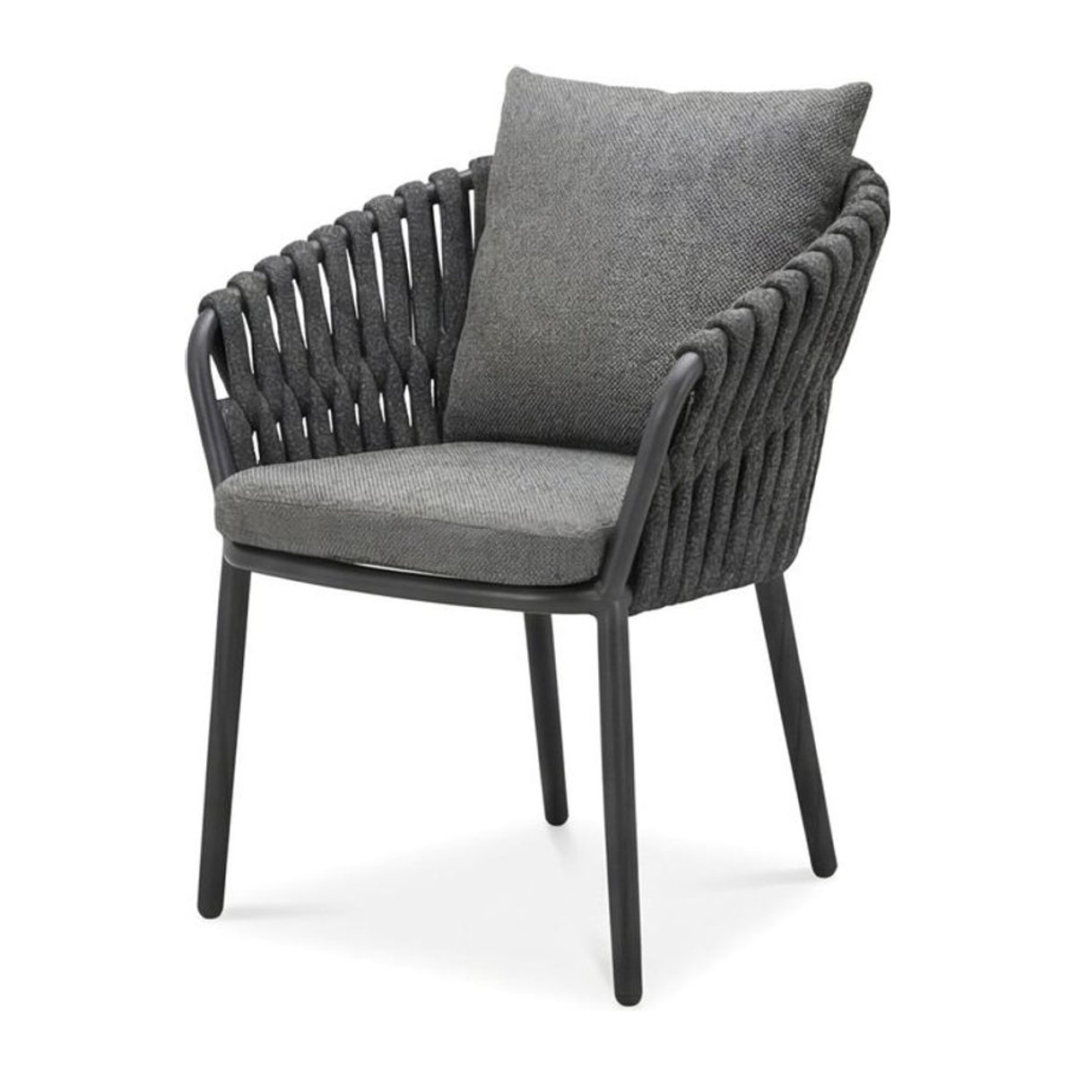 Barths Torino Esszimmerstühle Set aus Stoff und Aluminium in Anthrazit, B/T/H: 61 x 65 x 78 cm, 4er Pack - Bild 1