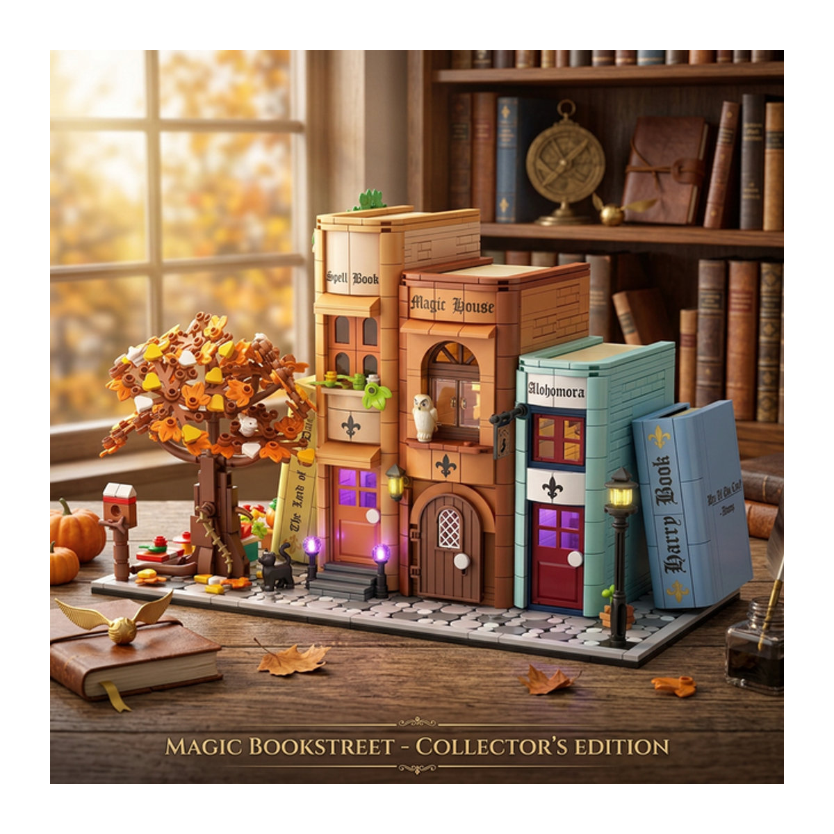Barweer MOC Stadt Street View Modellbausteine Set mit 1488 Teilen, Kreatives Bücherregal Buchstützen Puzzle Spielzeug für Kinder, Mehrfarbig - Bild 1