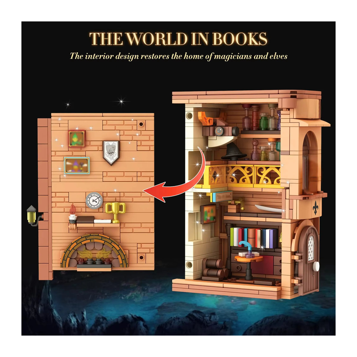 Barweer MOC Stadt Street View Modellbausteine Set mit 1488 Teilen, Kreatives Bücherregal Buchstützen Puzzle Spielzeug für Kinder, Mehrfarbig - Bild 4
