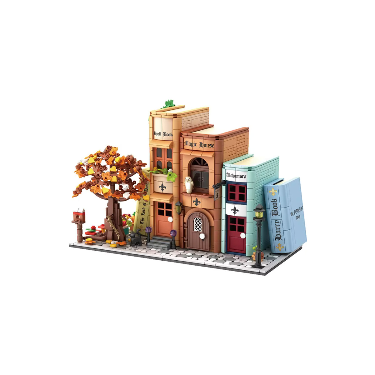 Barweer MOC Stadt Street View Modellbausteine Set mit 1488 Teilen, Kreatives Bücherregal Buchstützen Puzzle Spielzeug für Kinder, Mehrfarbig - Bild 7