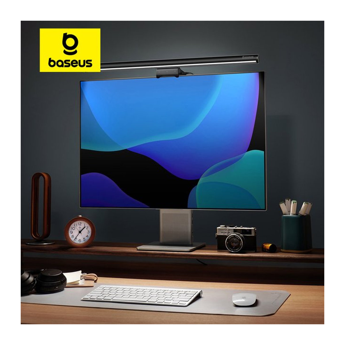 Baseus Bildschirm Licht Schreibtisch Lampe in Schwarz für Monitor und Laptop mit USB-Anschluss und minimalistischem Design - Bild 1