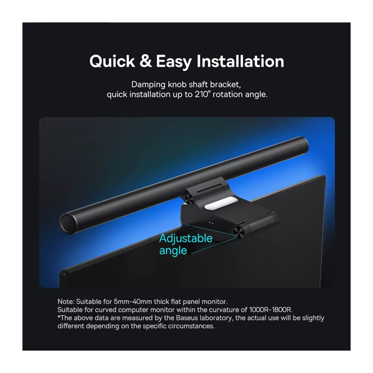 Baseus Bildschirm Licht Schreibtisch Lampe in Schwarz für Monitor und Laptop mit USB-Anschluss und minimalistischem Design - Bild 4