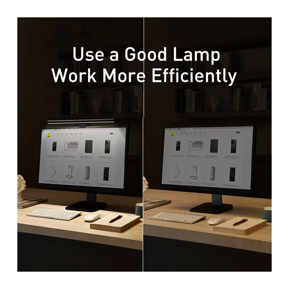 Baseus LED-Schreibtischlampe als Monitorlicht für PC und Laptop in Schwarz - Bild 3