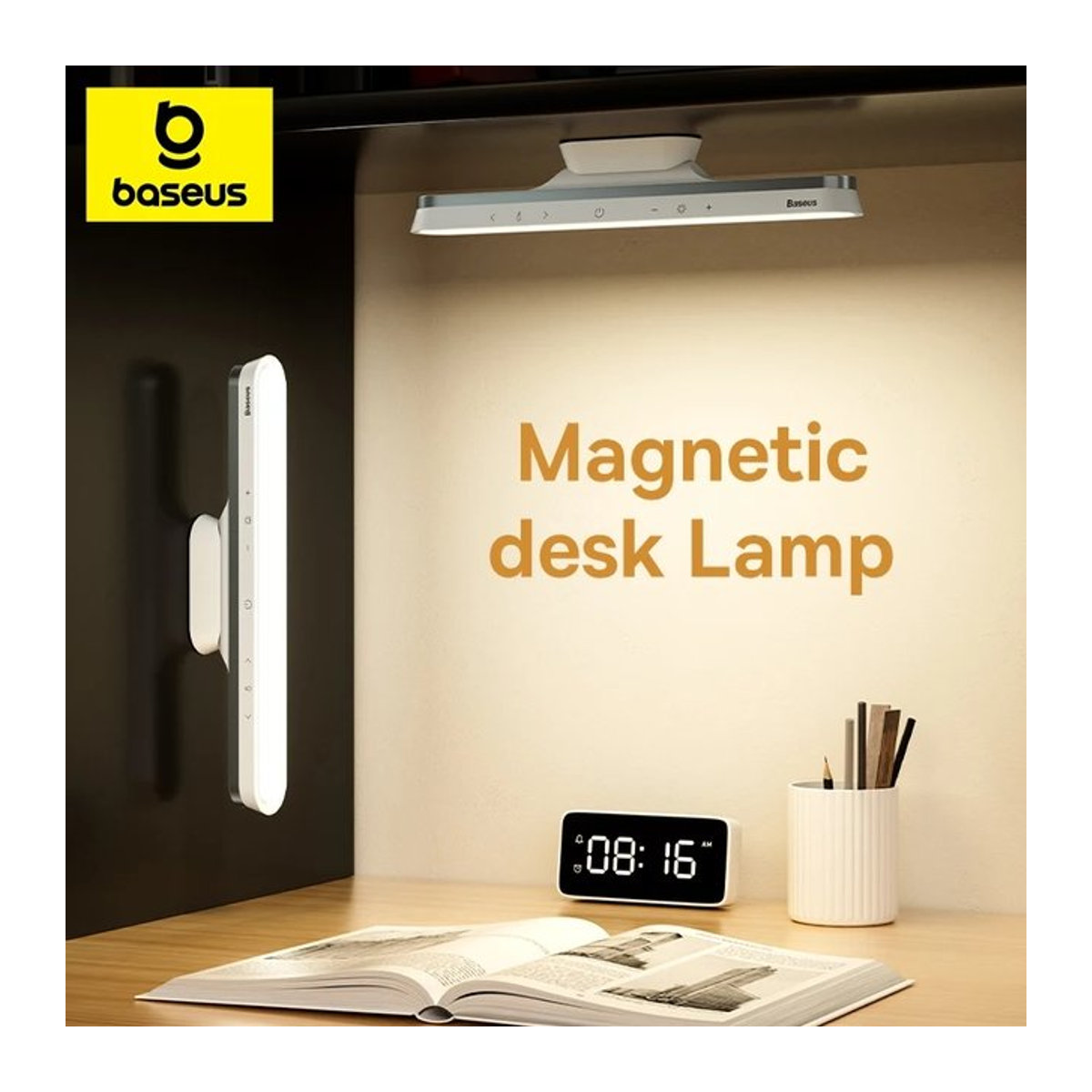 Baseus Magnetische LED Nachttischlampe Schwarz Dimmbar USB Aufladbar für Möbel und Schränke - Bild 1