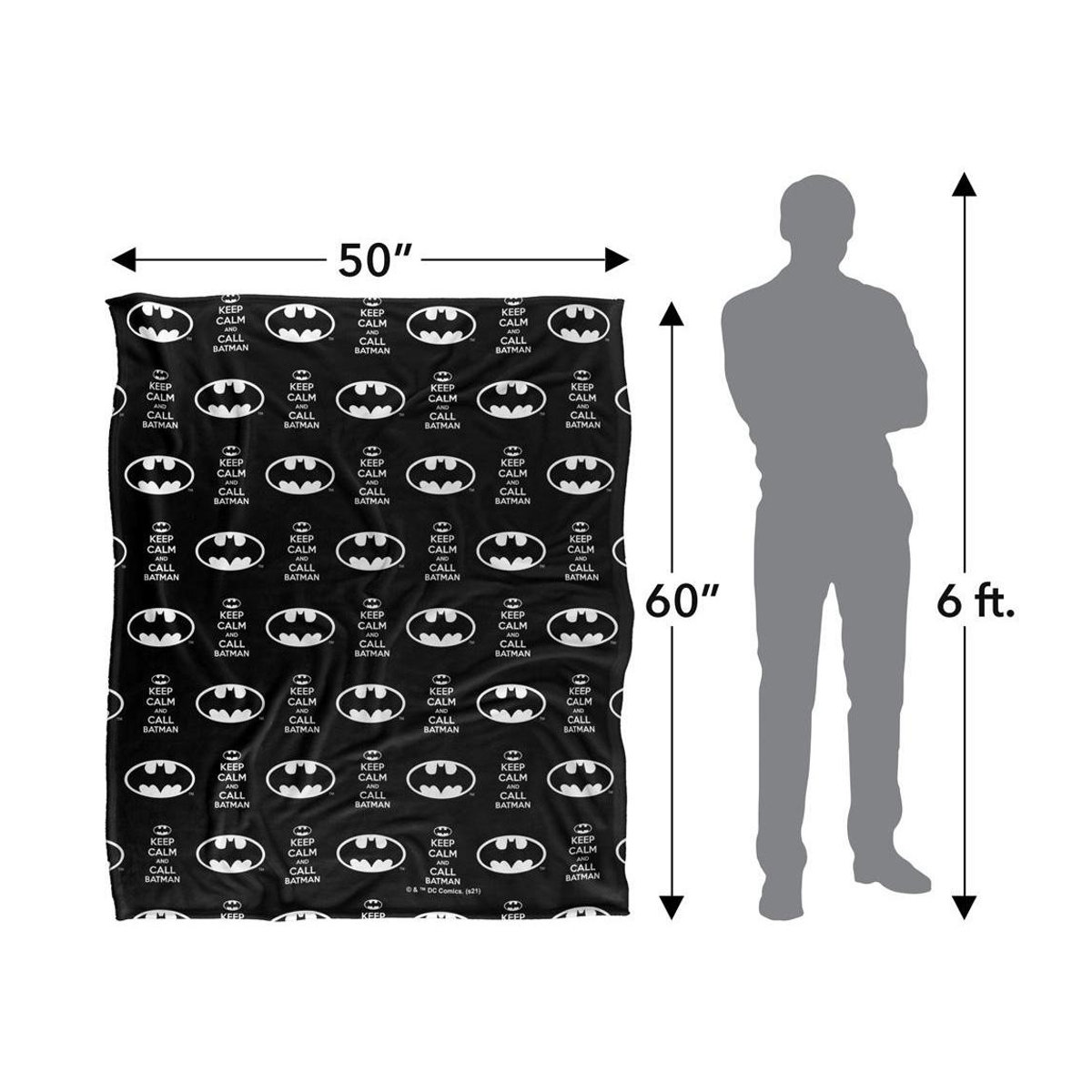 Batman Bleib Ruhig Und Ruf Batman Decke in Schwarz, One Size, warm - Bild 2