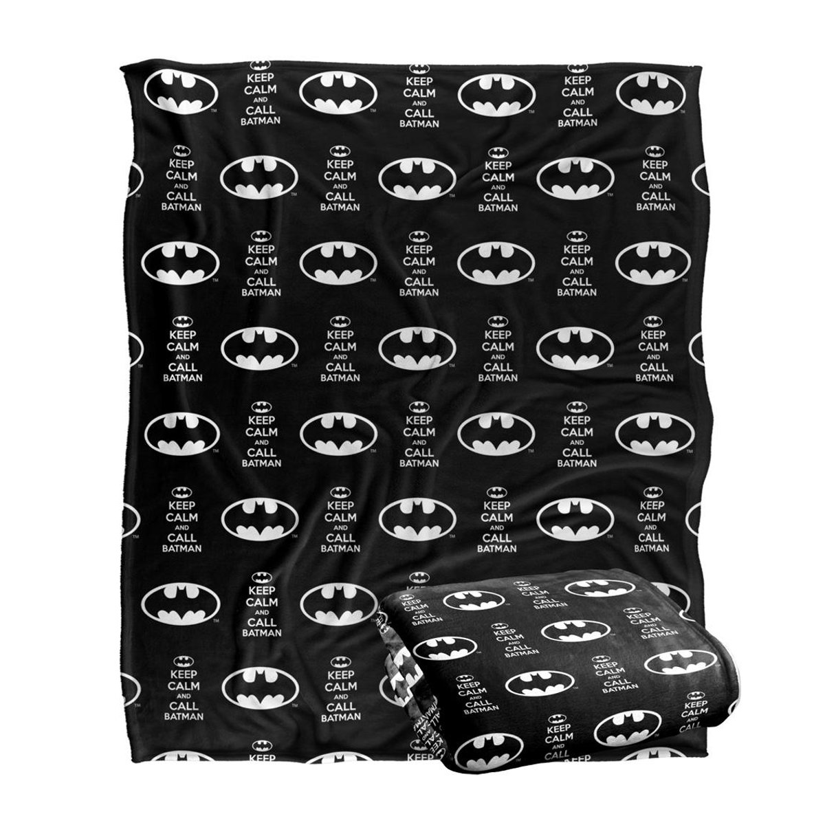 Batman Bleib Ruhig Und Ruf Batman Decke in Schwarz, One Size, warm - Bild 3