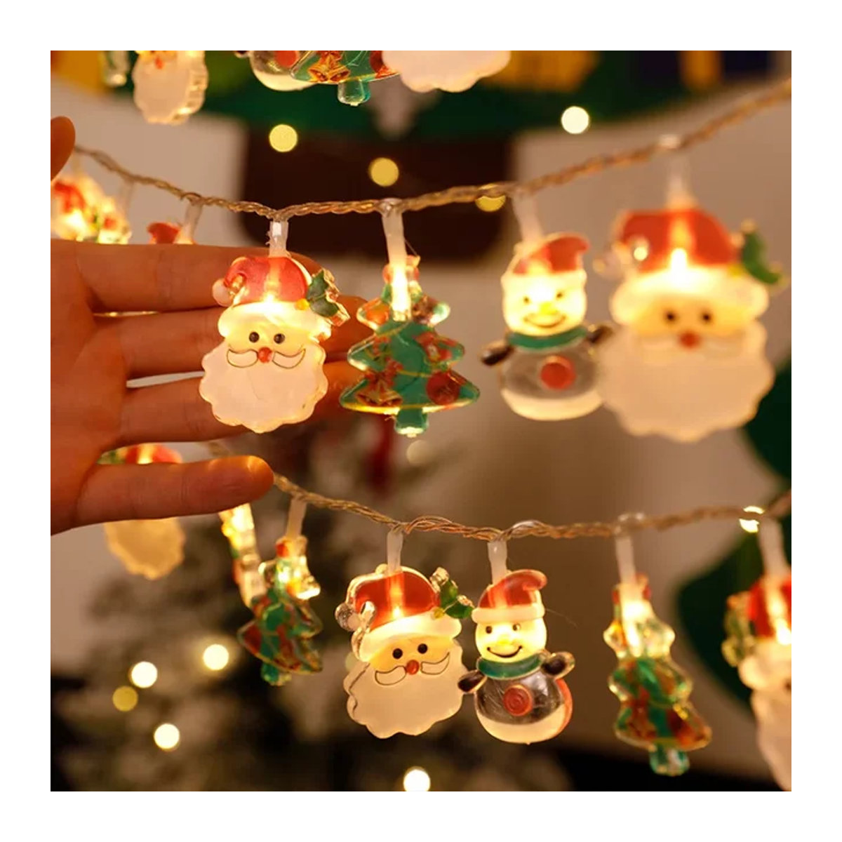 Batteriebetriebene LED-Lichterkette mit Weihnachtsmann und Schneemann für die Outdoor-Dekoration im Garten und auf dem Rasen - Bild 1