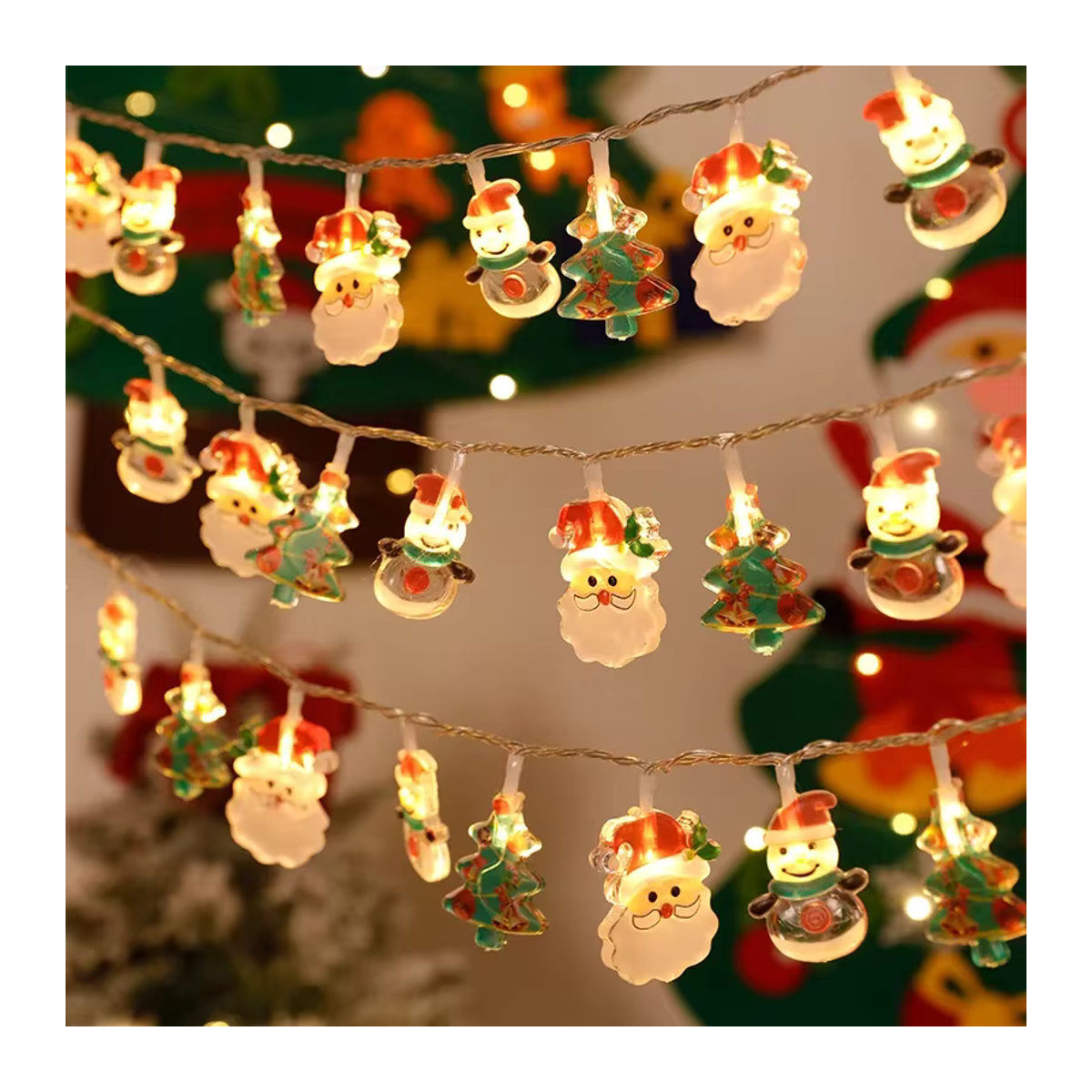 Batteriebetriebene LED-Lichterkette mit Weihnachtsmann und Schneemann für die Outdoor-Dekoration im Garten und auf dem Rasen - Bild 2