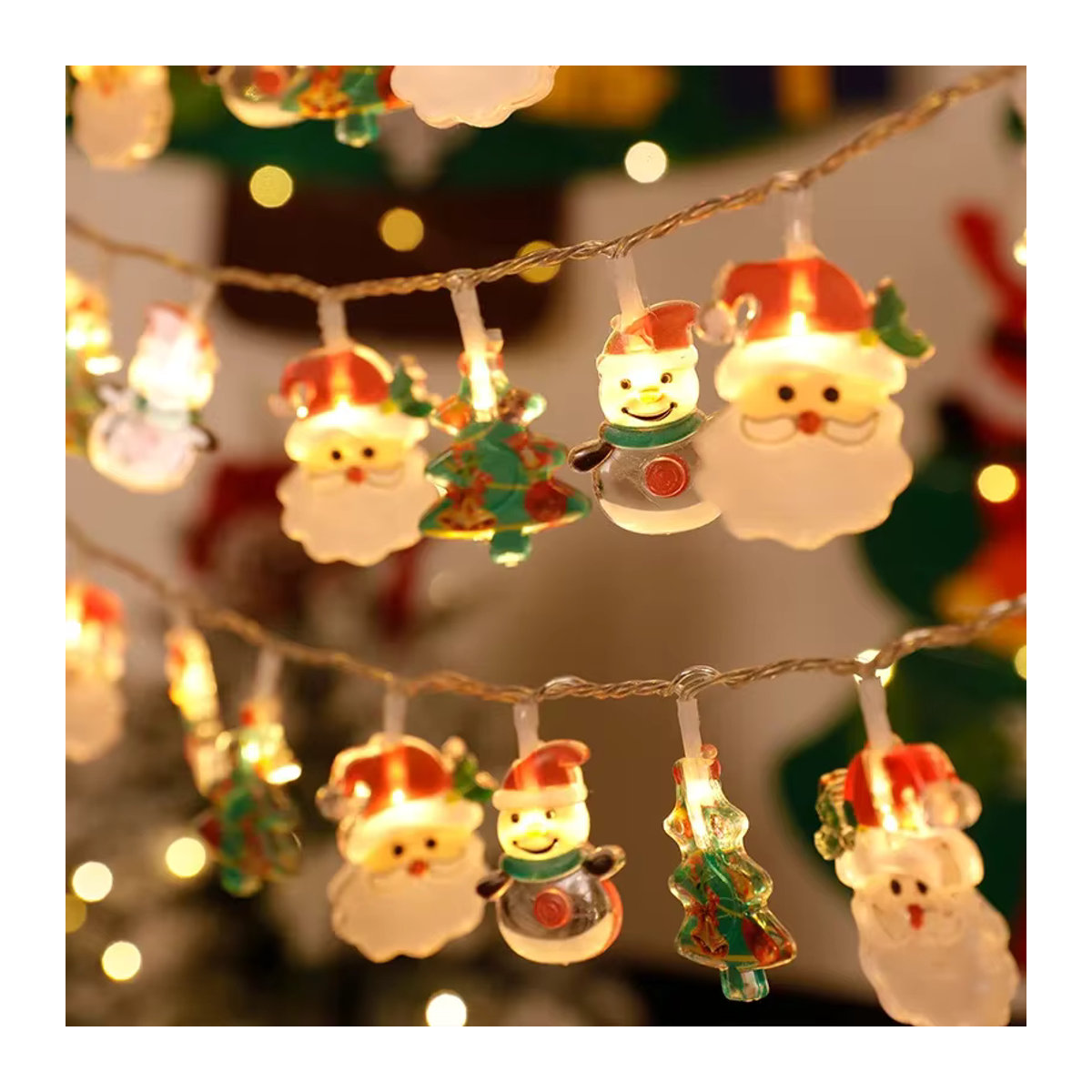 Batteriebetriebene LED-Lichterkette mit Weihnachtsmann und Schneemann für die Outdoor-Dekoration im Garten und auf dem Rasen - Bild 3