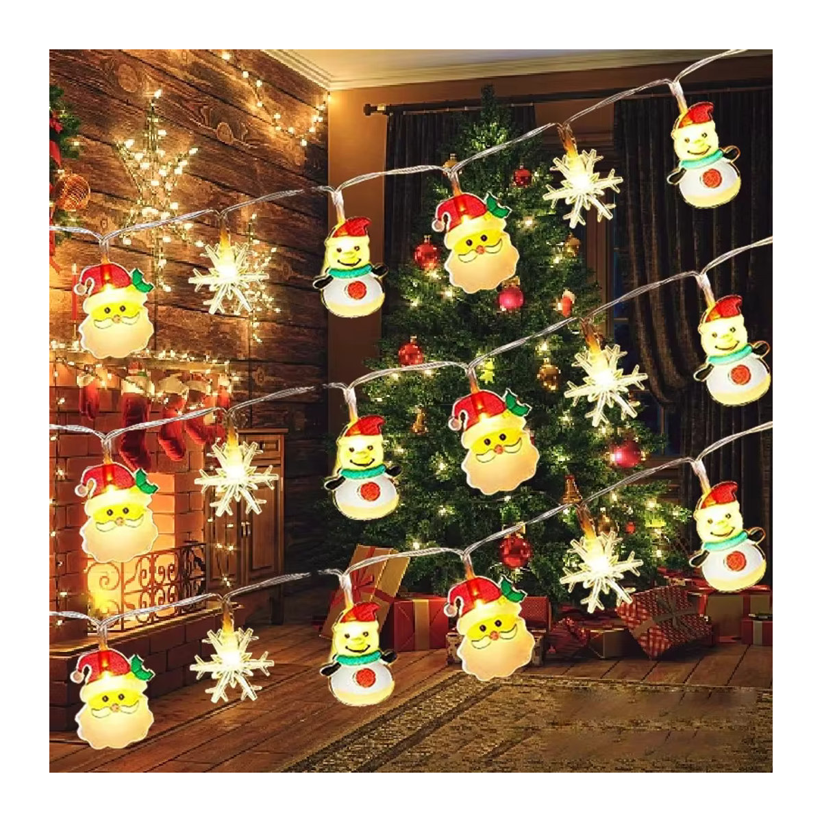 Batteriebetriebene LED-Lichterkette mit Weihnachtsmann und Schneemann für die Outdoor-Dekoration im Garten und auf dem Rasen - Bild 5