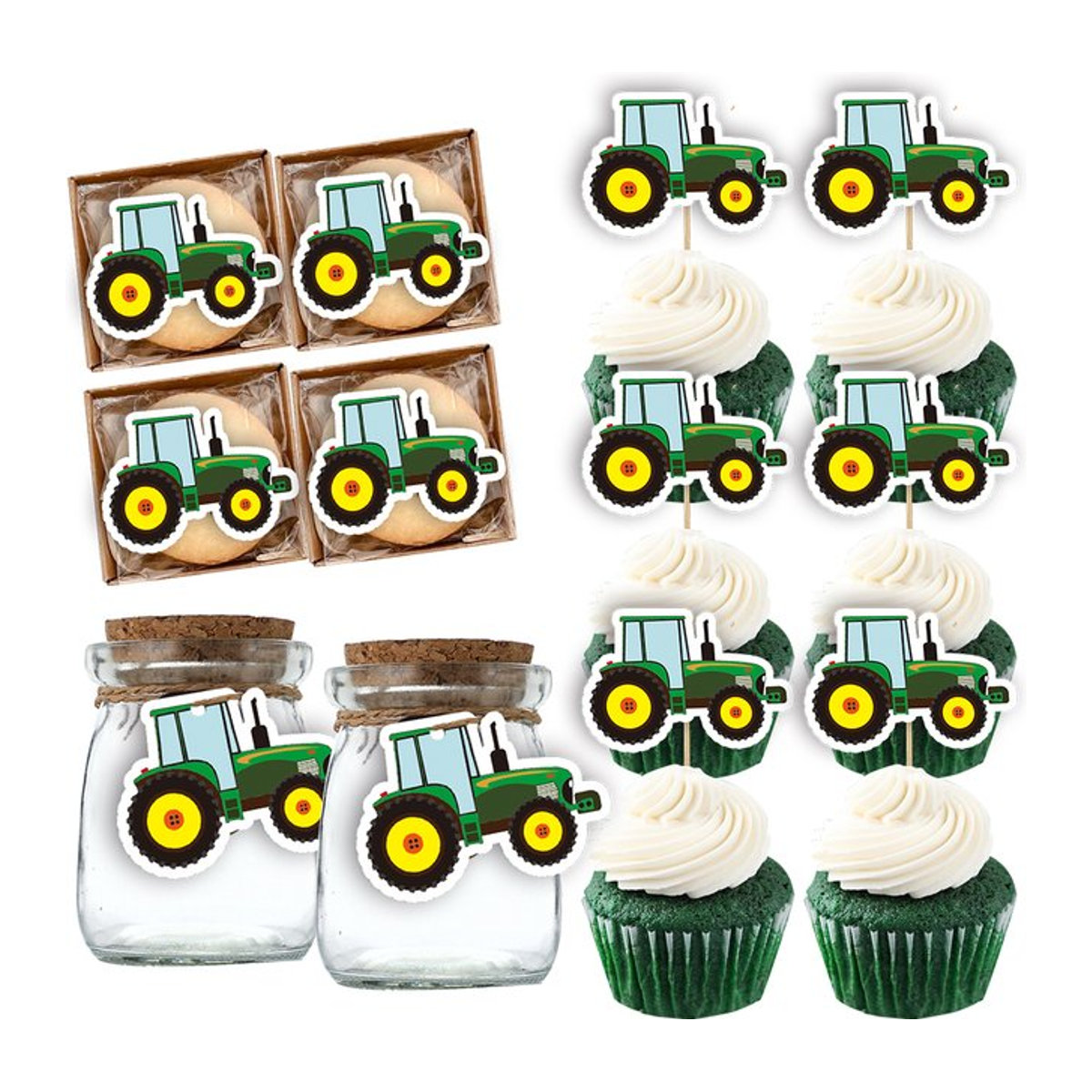 Bauernhof Traktor Kuchen Topper und Papier Hänge-Tags für Kinder Geburtstag Party Deko in Mehrfarbig - Bild 1