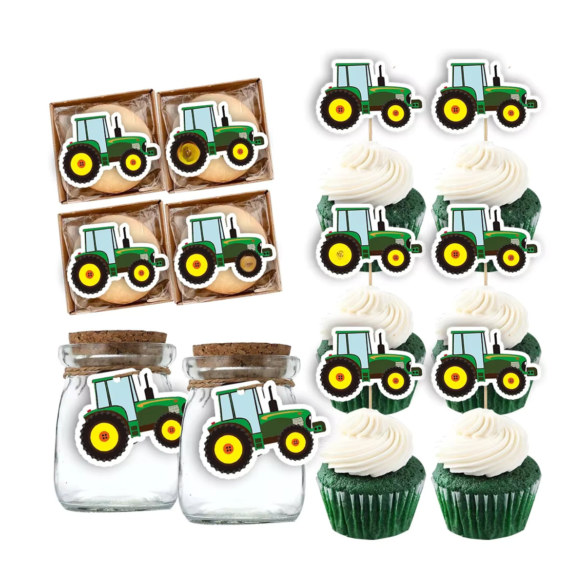 Bauernhof Traktor Kuchen Topper und Papier Hänge-Tags für Kinder Geburtstag Party Deko in Mehrfarbig - Bild 3