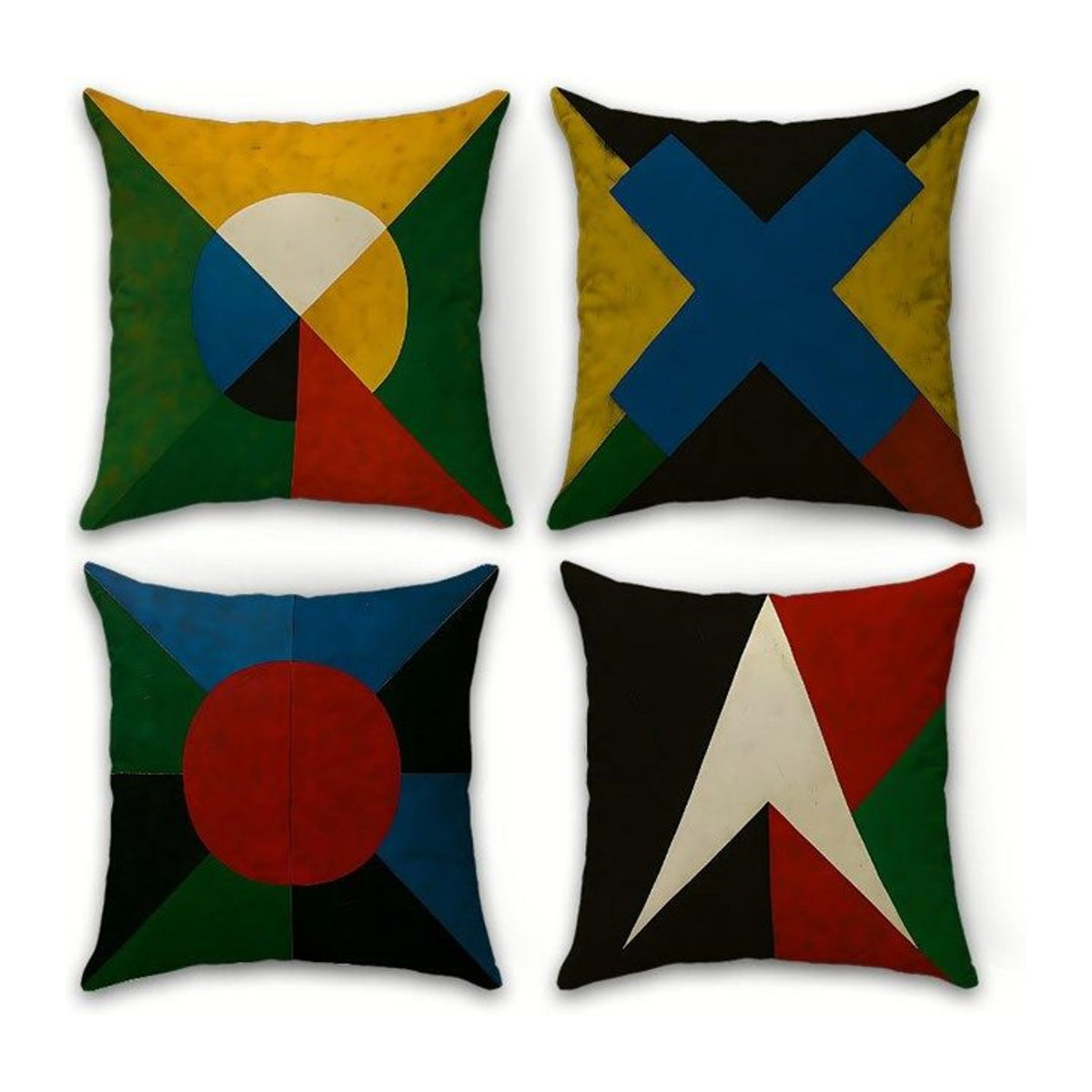 Bauhaus Geometrische Kissenbezüge mit abstraktem Farbblock-Design im Mid-Century Modern Stil, Multicolor, B/B: 18 x 18 cm - Bild 1