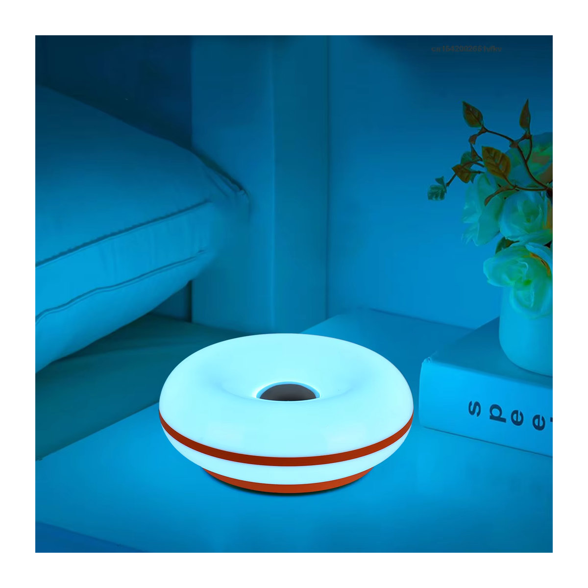Bauhaus Nachttischlampe in Bunt mit USB-Anschluss für Schlafzimmer und Wohnzimmer, minimalistisches Donut-Design aus Kunststoff - Bild 5