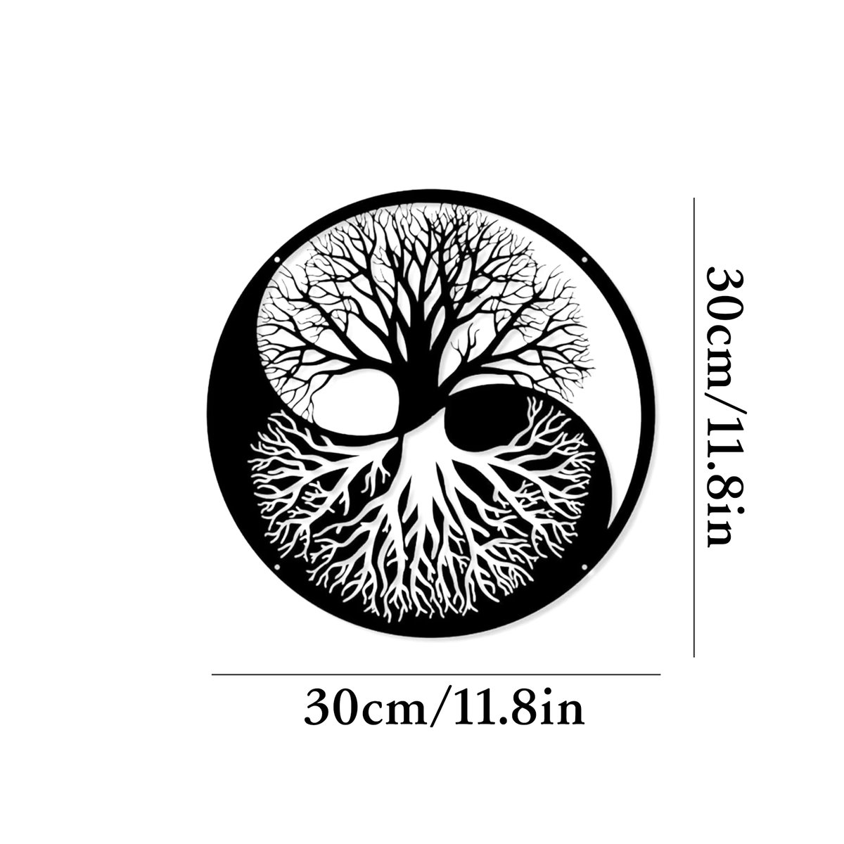 Baum des Lebens und Yin Yang Wandkunst aus Metall in Schwarz zur Innendekoration für dein Home Office oder Wohnraum - Bild 6
