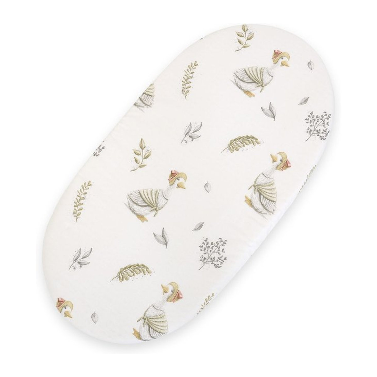 Baumwolllaken mit Gänse-Motiv im Boho-Stil für Moseskorb und Gondel Kinderwagen, B/T: 75 x 35 cm - Bild 1