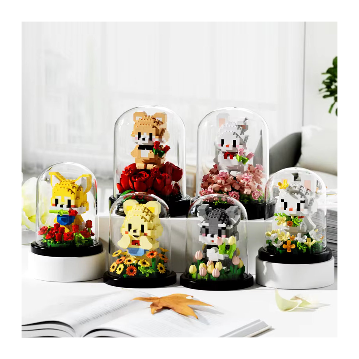 Bausatz Blumenstrauß mit niedlichen Tierfiguren Bär Hase und Hund in Multicolor für Kinder - Bild 2