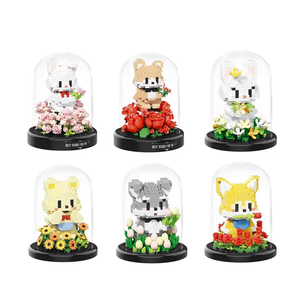 Bausatz Blumenstrauß mit niedlichen Tierfiguren Bär Hase und Hund in Multicolor für Kinder - Bild 3