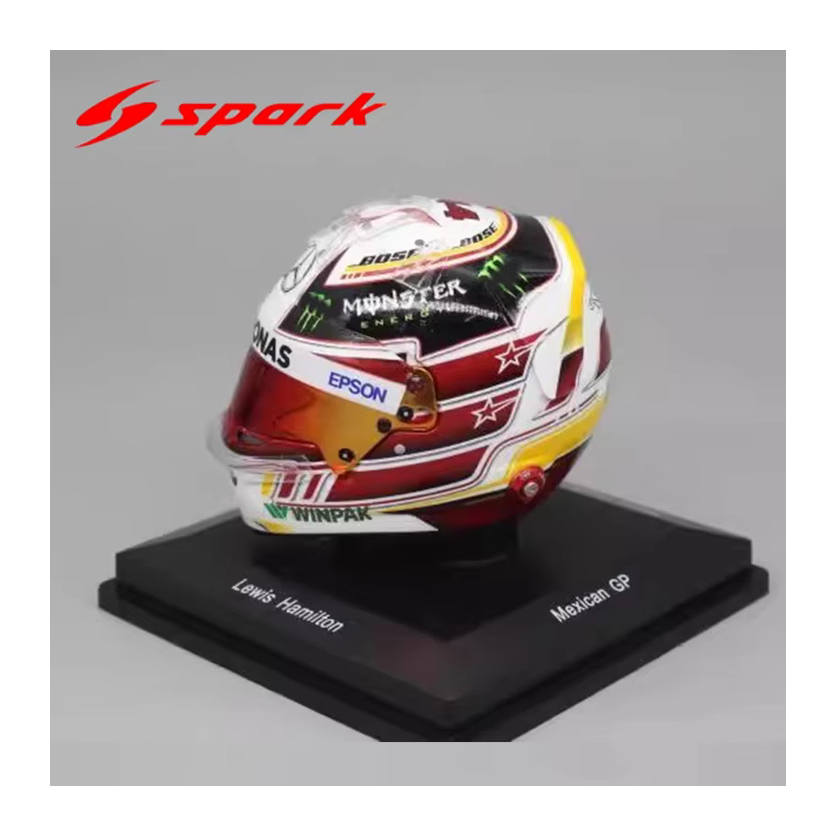BBURAGO Spark 1:5 Hamilton F1 Champion Edition Lewis Mercedes-Benz W10 Helm Miniaturmodell - Bild 2