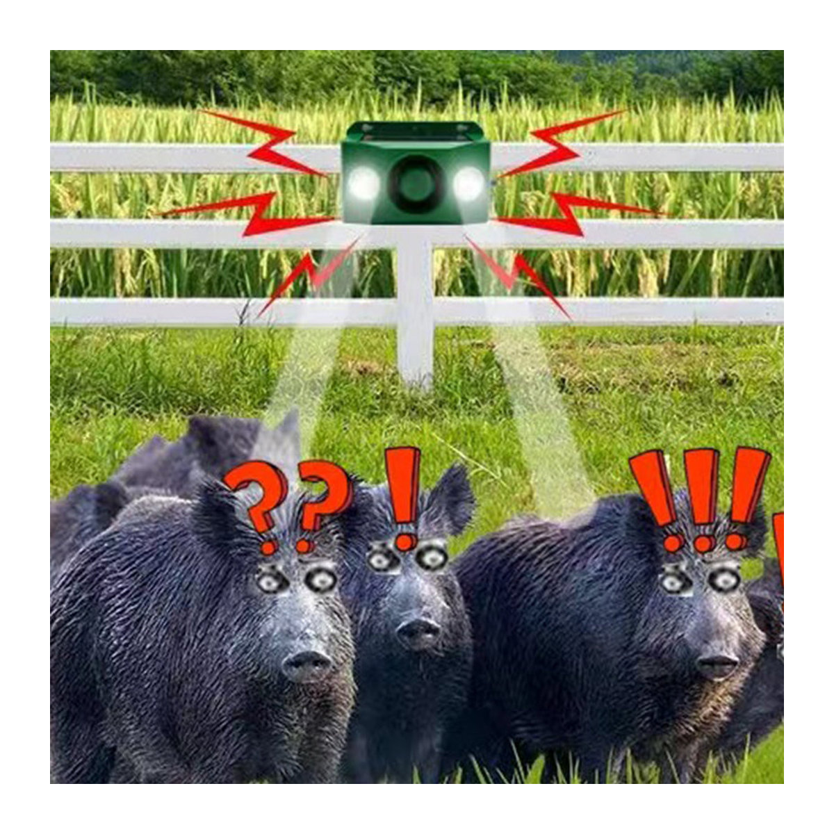 BC Pet Supplies Solar-Warnleuchte mit lautem Hundegebell zur Wildschweinabwehr und Tierabwehr - Bild 3
