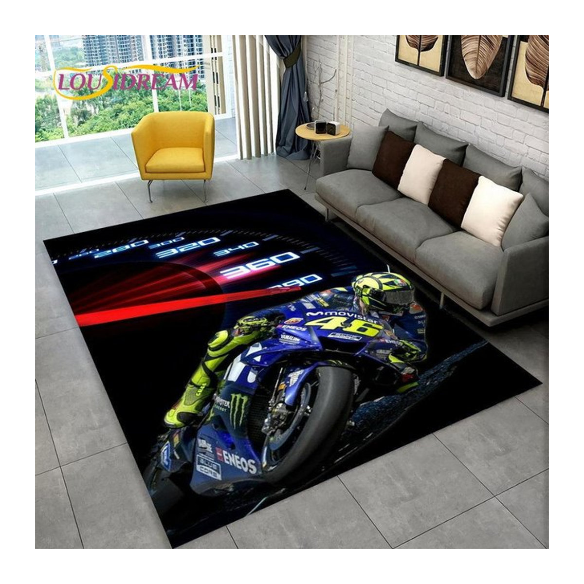 BC-Warm Home 3D Motorrad-Rennteppich rutschfeste Bodenmatte für Wohnzimmer und Kinderzimmer B: 60 cm, T: 40 cm - Bild 1